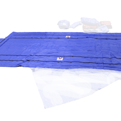 2 PIECE HEAVY DUTY STEEL TARP SET – 16′ X 27′ (4′ DROPS + FLAPS) Blue