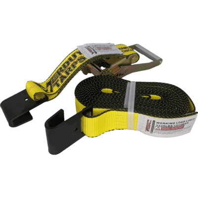 CERA2FVTI Y 2 in flat hook end ratchet strap front VTI Yellow