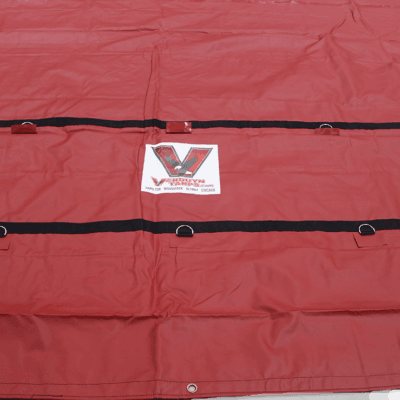 2 PIECE HEAVY DUTY STEEL TARP SET – 16′ X 27′ (4′ DROPS + FLAPS) REd D rings