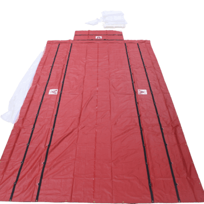 2 PIECE HEAVY DUTY STEEL TARP SET – 16′ X 27′ (4′ DROPS + FLAPS) REd