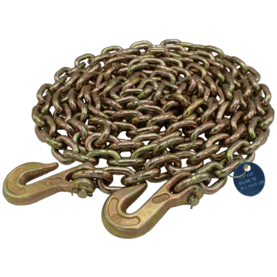 G70 Binder Chain 3/8 x 20 FT with Heavy Duty Grab Hooks Transport